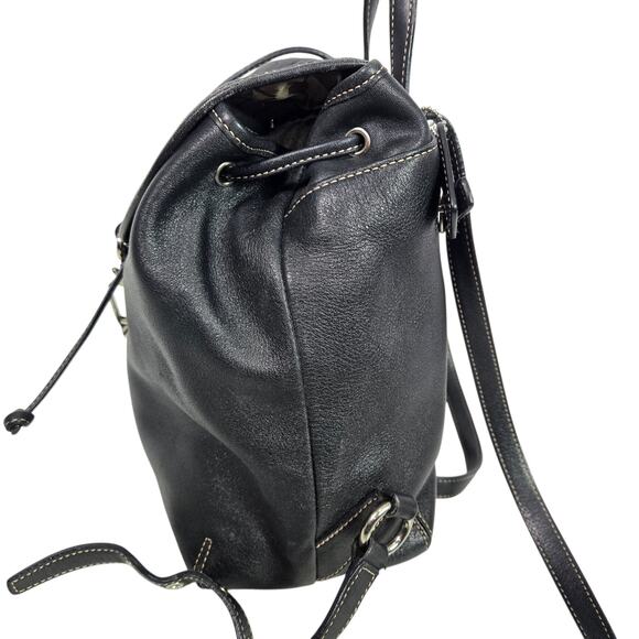 Vintage Coach Studio Legacy Backpack Black Mini Bag Y2K Leather Drawstring 9368 - Picture 3 of 14
